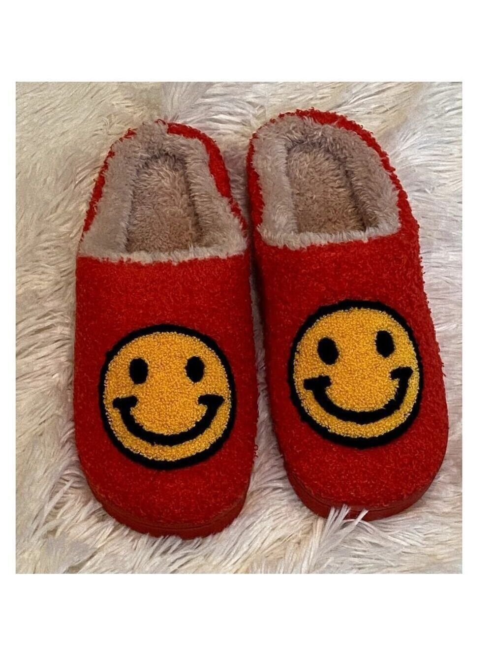 Jenni by Jennifer Moore Red Smiley Face Slippers - Size 7 - 8 (NWT)
